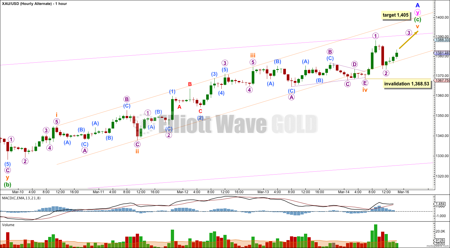 GOLD Elliott Wave Chart Hourly Alternate 2013