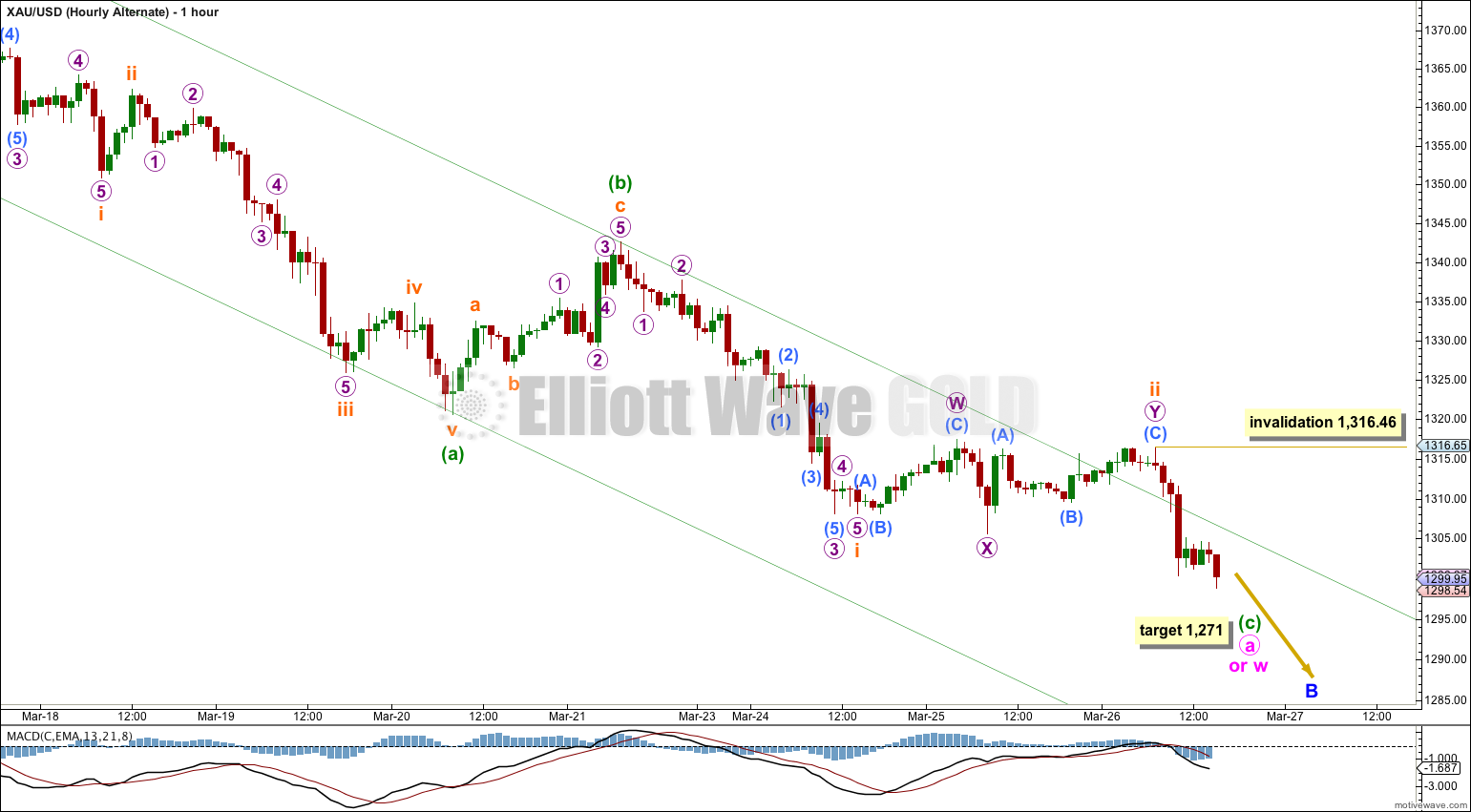 GOLD Elliott Wave Chart Hourly Alternate 2013