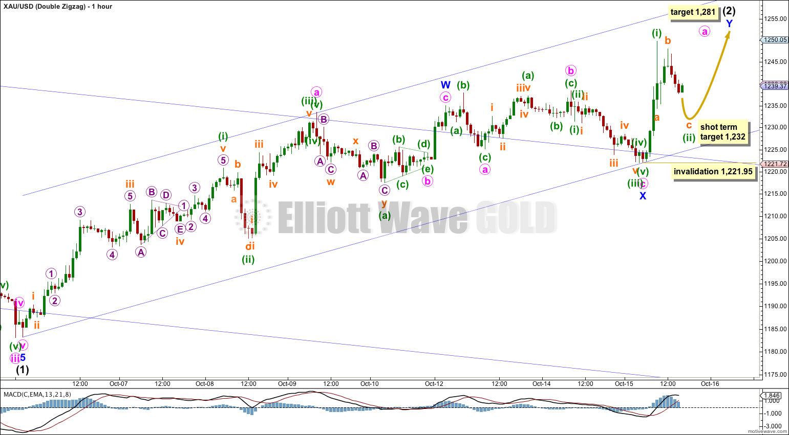 GOLD Elliott Wave Chart Double Zigzag 2014