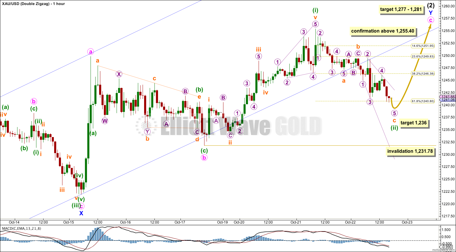 GOLD Elliott Wave Chart Double Zigzag 2014