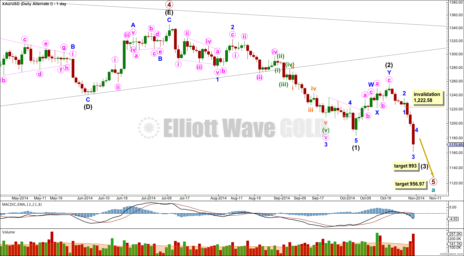 GOLD Elliott Wave Chart Alternate 2014
