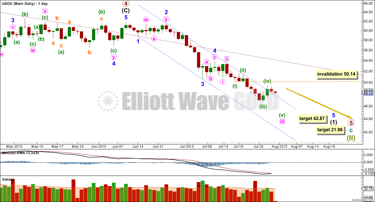 US Oil Elliott Wave Chart Daily 2014