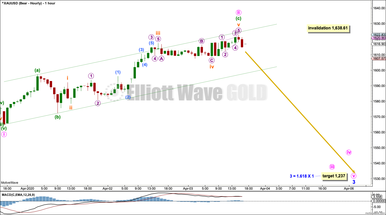 Gold Elliott Wave Chart Hourly 2020