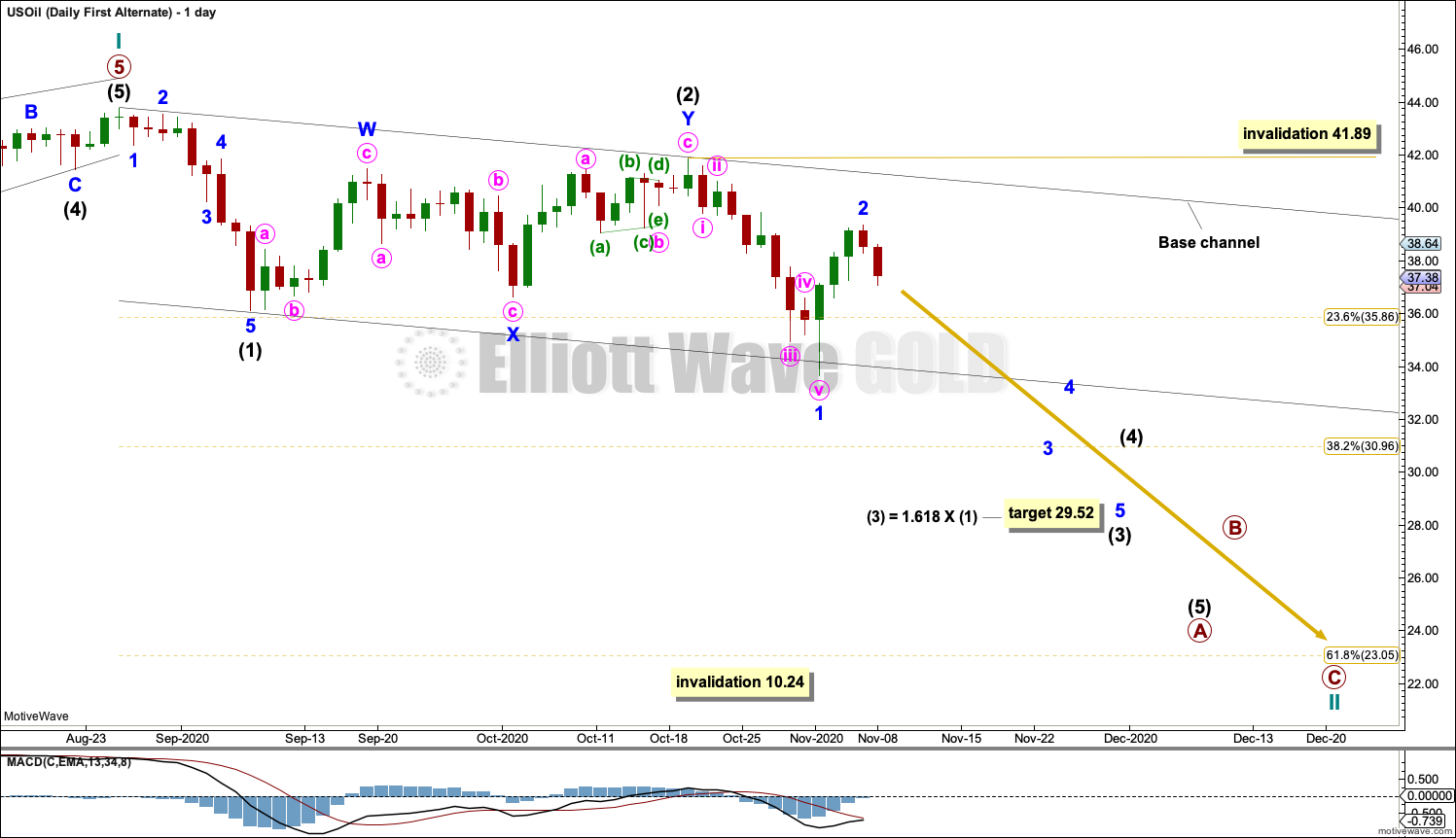 US Oil Elliott Wave Chart Daily 2020