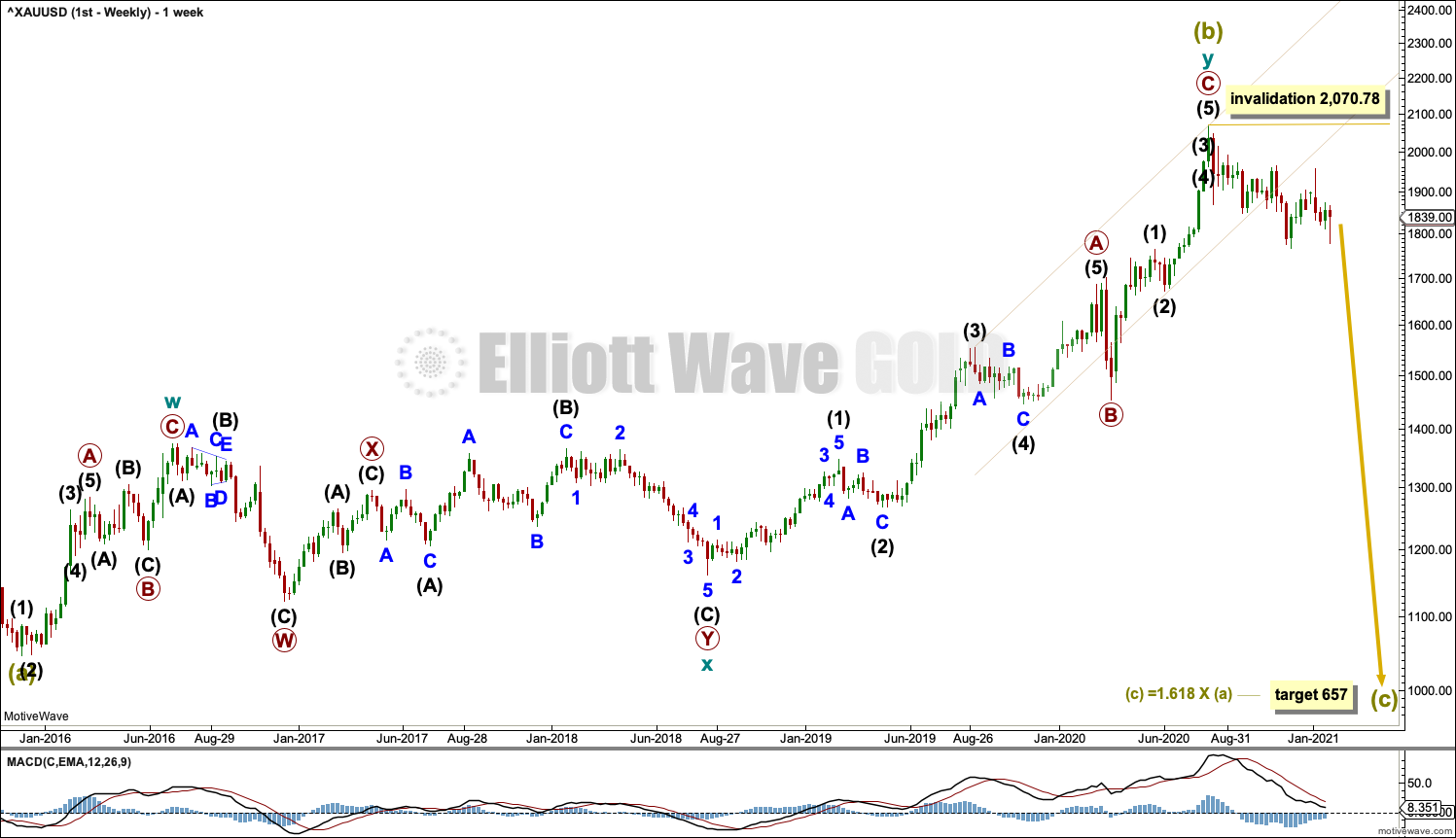 Gold Elliott Wave Chart Weekly 2021